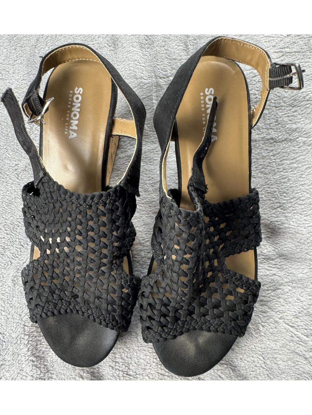 Sonoma Goods For Life® Taffy Black Women's Wedge Sandal  Size 7.5M